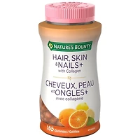 NATURE'S BOUNTY Hair, Skin & Nails Plus Collagen, Maintains Health Of Hair, Skin & Nails, Supports Immune Function, Provides Antioxidants, Helps Maintain Mucous Membranes, Gummies 165.0 count, 165 Gummies