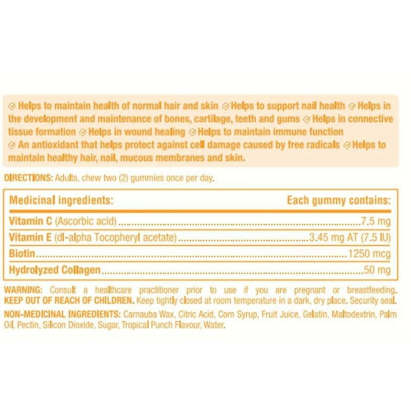 NATURE'S BOUNTY Hair, Skin & Nails Plus Collagen, Maintains Health Of Hair, Skin & Nails, Supports Immune Function, Provides Antioxidants, Helps Maintain Mucous Membranes, Gummies 165.0 count, 165 Gummies