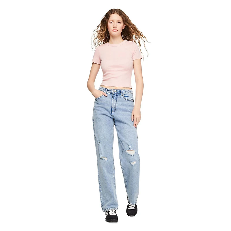 No Boundaries Women's Rib Baby Tee