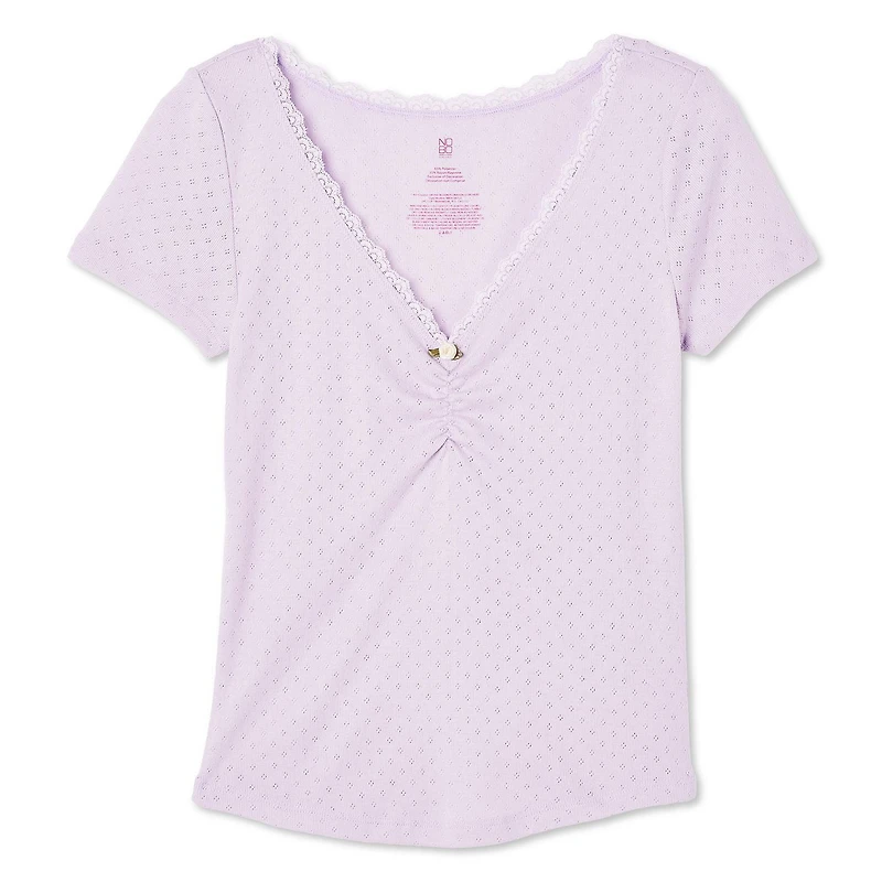 T-shirt avec encolure en V No Boundaries pour femmes
