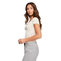 No Boundaries Women's Baby V-Neckline Tee