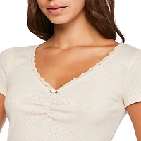 No Boundaries Women's Baby V-Neckline Tee