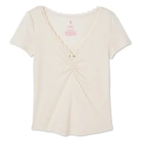 No Boundaries Women's Baby V-Neckline Tee