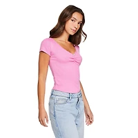 No Boundaries Women's Baby V-Neckline Tee
