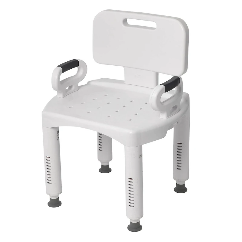 Drive Medical White Premium Series Shower Chair with Back and Arms