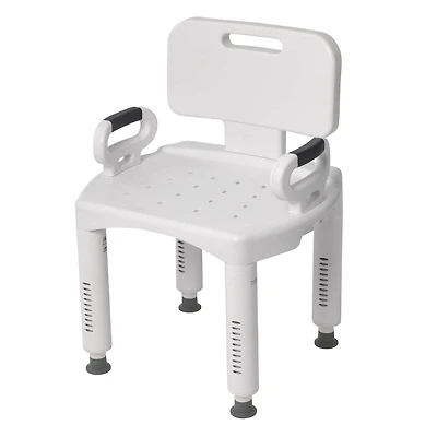 Drive Medical White Premium Series Shower Chair with Back and Arms