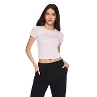 No Boundaries Women's Short Sleeve Baby Tee, Sizes XS-XXL