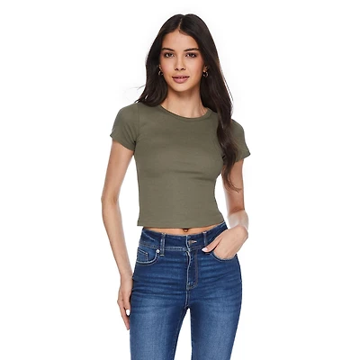 No Boundaries Women's Short Sleeve Baby Tee, Sizes XS-XXL