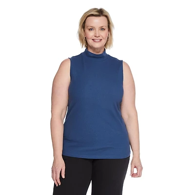 Iyla Women's Plus Mock Neckline Rib Top