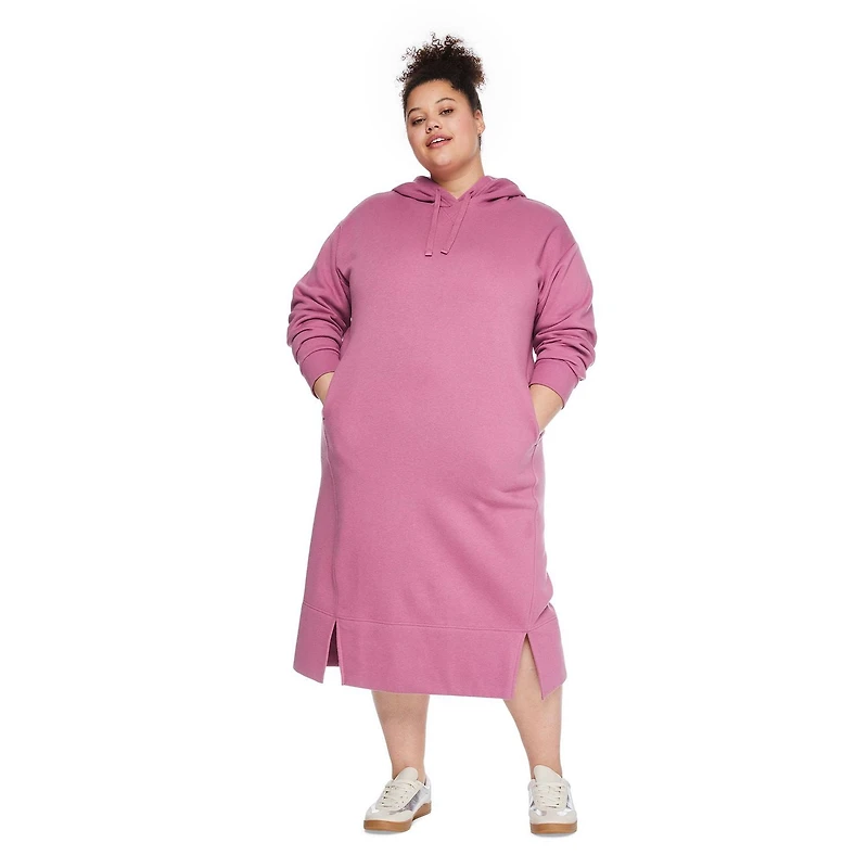 Robe mi-longue en molleton avec capuchon George Plus pour femmes