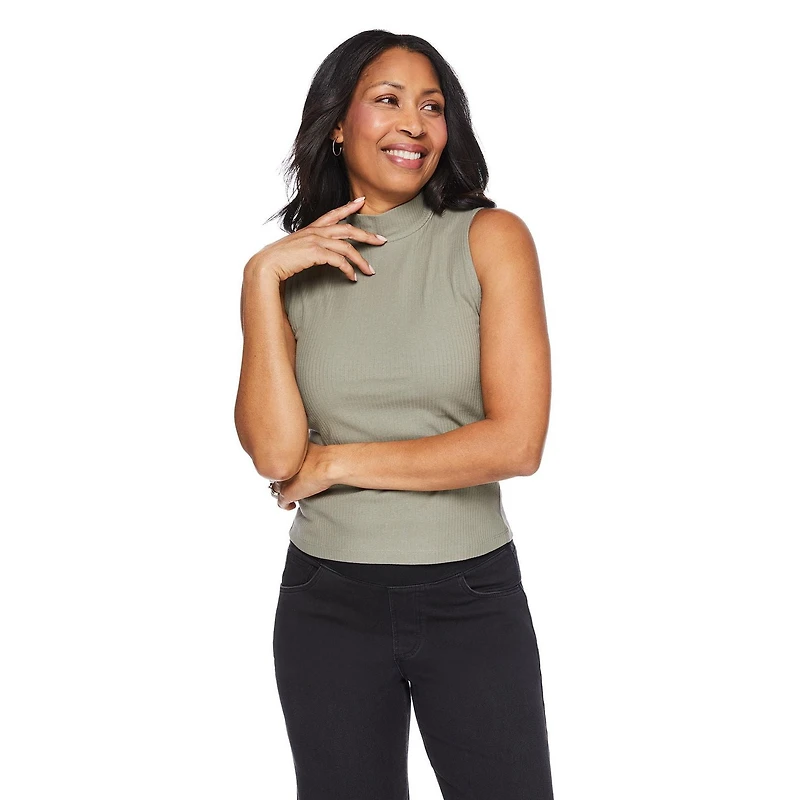 Haut côtelé à col droit Iyla pour femmes