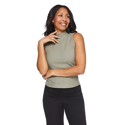 Haut côtelé à col droit Iyla pour femmes