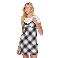No Boundaries Women's Plaid Dress 2-Piece Set