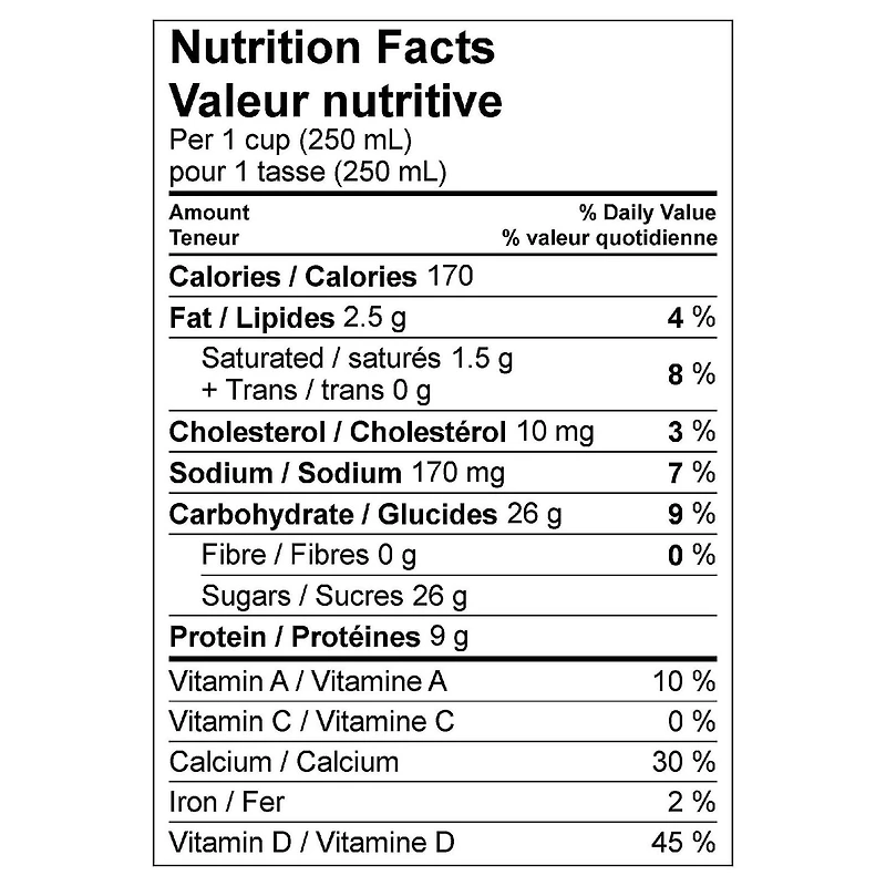Lait au chocolat partiellement écrémé 1 % Baxter