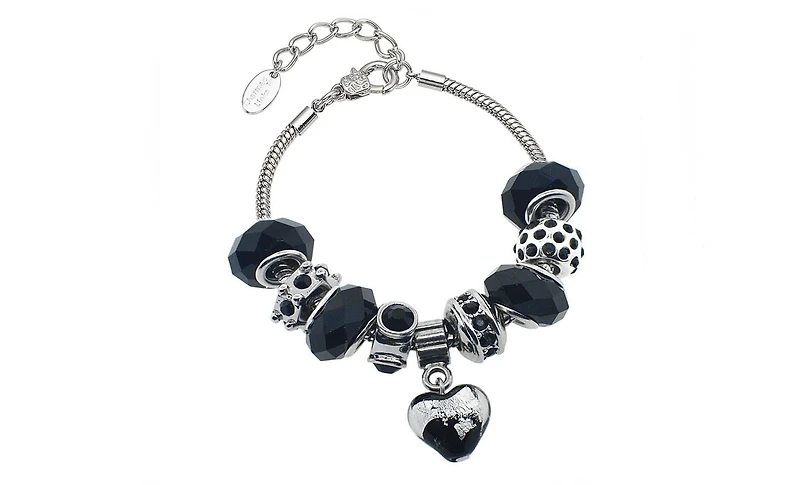 Quintessential Bracelet à breloques murano pour femmes en acier inoxydable