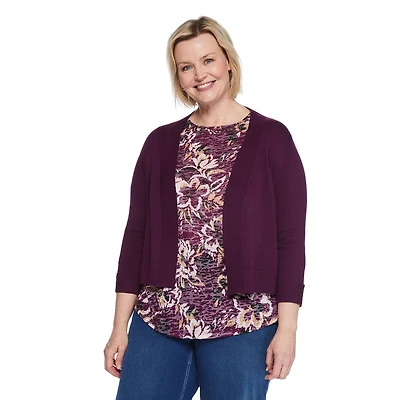 Veste courte en tricot avec manches aux coudes Iyla Plus pour femmes Tailles 1X-4X