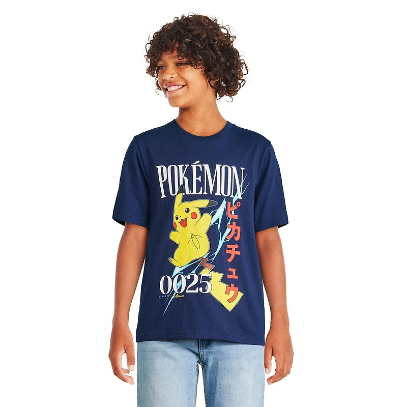 T-shirt Pikachu Pokémon pour garçons Tailles TP–TG