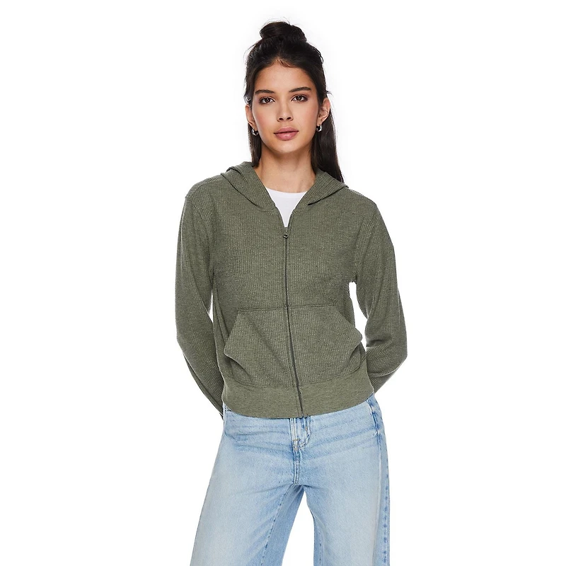 Haut à capuchon en tricot gaufré No Boundaries pour femmes