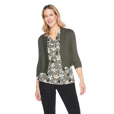 Veste courte en tricot avec manches aux coudes Iyla pour femmes Tailles P-TTG