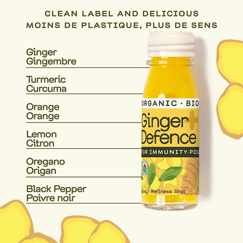 Greenhouse Ginger Defence For Immunity Wellness Shots (4 Pack), 4 x 60 mL bottles