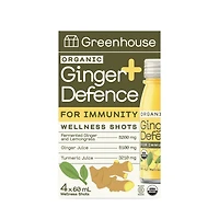 Greenhouse Ginger Defence For Immunity Wellness Shots (4 Pack), 4 x 60 mL bottles