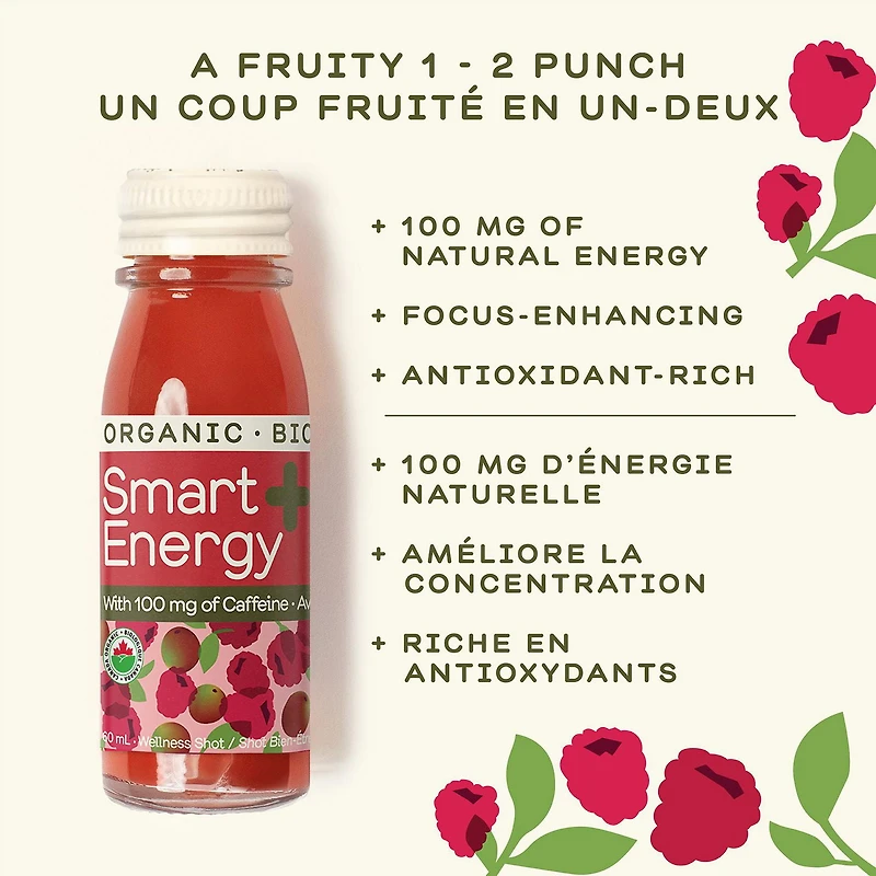 Greenhouse Organic Smart Energy Wellness Shots (4 Pack), 4 x 60 mL bottles