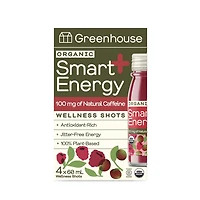 Greenhouse Organic Smart Energy Wellness Shots (4 Pack), 4 x 60 mL bottles