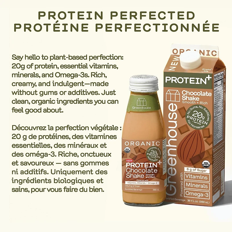 Greenhouse Organic Protein+ Chocolate Shake, 900 mL