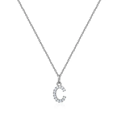 Luxury Designs Sterling Silver Cubic Zirconia C Necklace