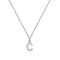 Luxury Designs Sterling Silver Cubic Zirconia C Necklace