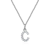 Luxury Designs Sterling Silver Cubic Zirconia C Necklace