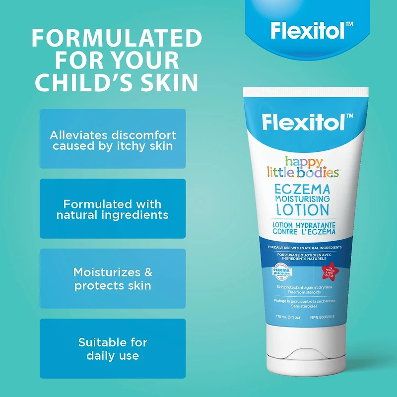 Lotion hydratante apaisante contre l'eczéma Happy Little Bodies de Flexitol