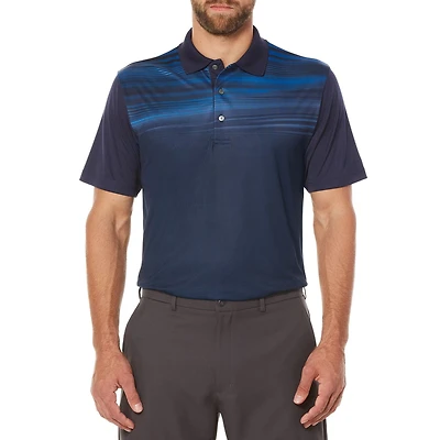 Ben Hogan Men's Golf Performance Linear Textured Stripe Short Sleeve Polo Shirt