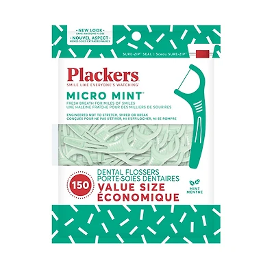 Soie dentaire Plackers à saveur de menthe Paq. de 150