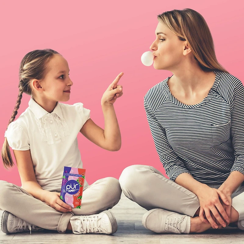 PUR Jumbo Gum, Aspartame Free, Sugar Free & 100% Xylitol, Bubblegum, Grape and Watermelon Chewing Gum