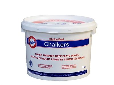 Chalkers Cured Beef Plate (Navel) Pail, Cured Trimmed Beef Plate 2kg