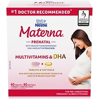 Nestlé MATERNA® + DHA Prenatal Supplement Combo-Pack, 60 tablets + 60 softgels