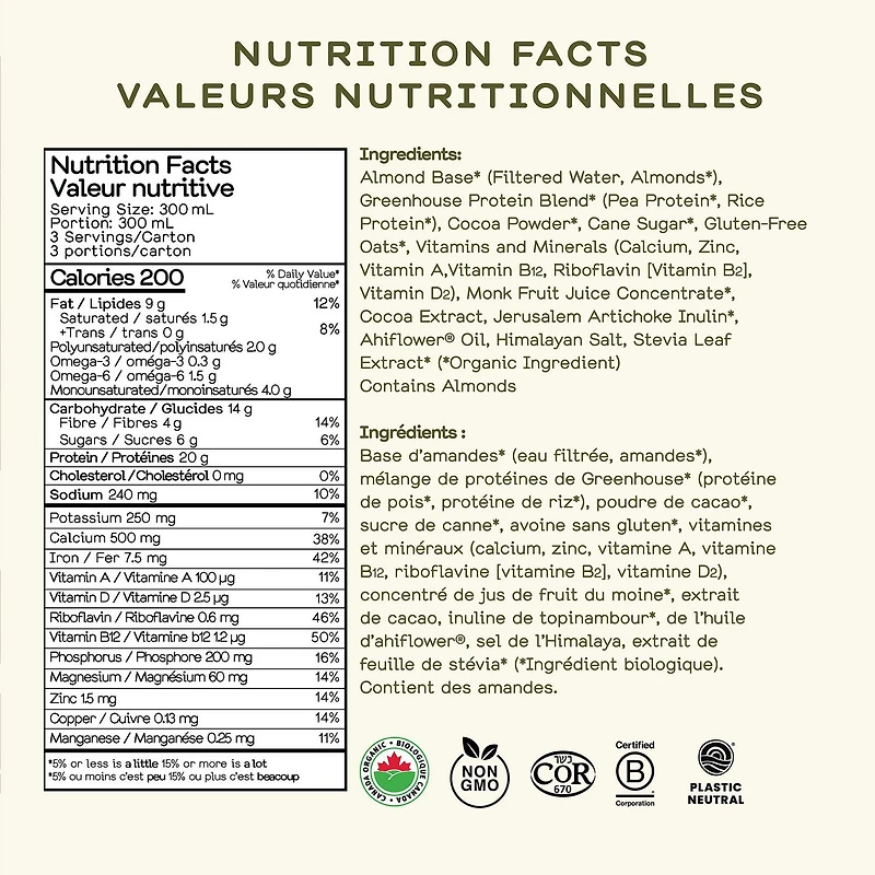 Greenhouse Organic Protein+ Chocolate Shake, 900 mL