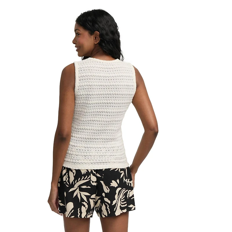 Mexx Women’s Crew Neck Crochet Tank Top