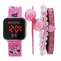 Minnie pour filles Montre à affichage avec ensemble de bracelets Montre LED Minnie