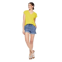 T-shirt à manches chauve-souris avec encolure en V George pour femmes Tailles TP–TTG