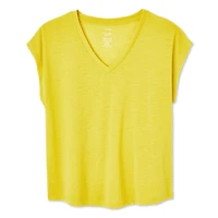 T-shirt à manches chauve-souris avec encolure en V George pour femmes Tailles TP–TTG