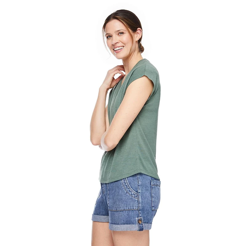 T-shirt à manches chauve-souris avec encolure en V George pour femmes