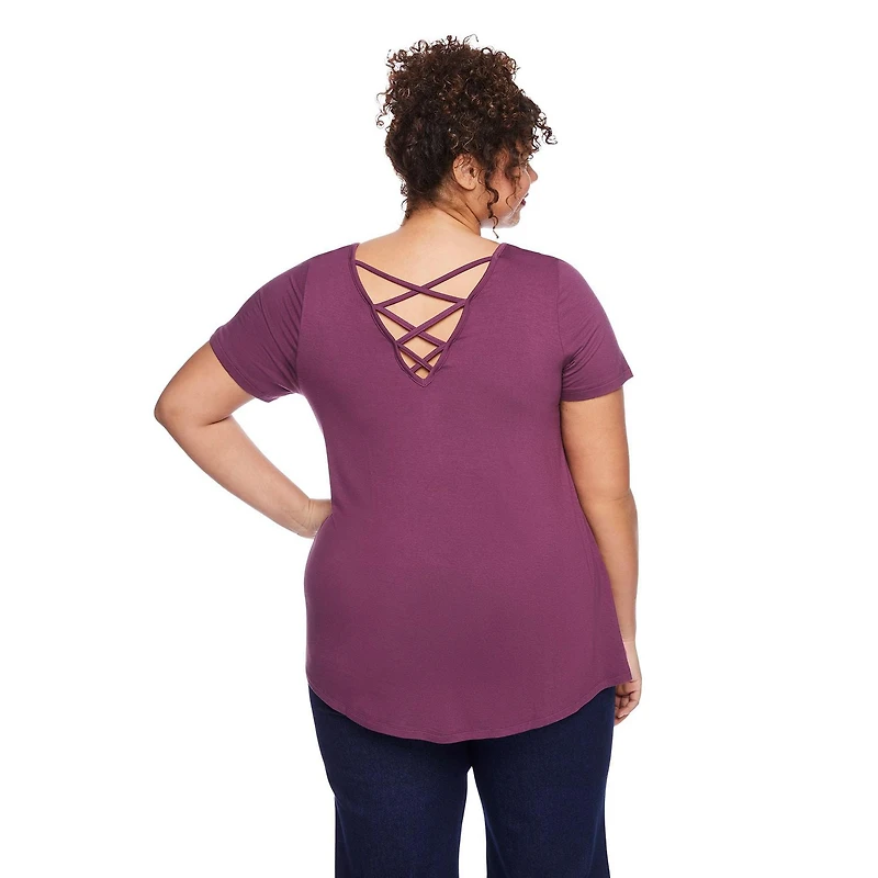 George Women's Plus Lattice Back Tee, Sizes 1X-4X
