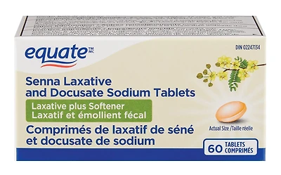 Equate Comprimés de laxatif de séné et docusate de sodium<br>60 Comprimés