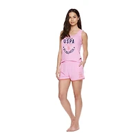 Ensemble de Pyjamas sans Manches et à Shorts en Tricot Côtelé U.S. Polo Assn. Pour Femmes