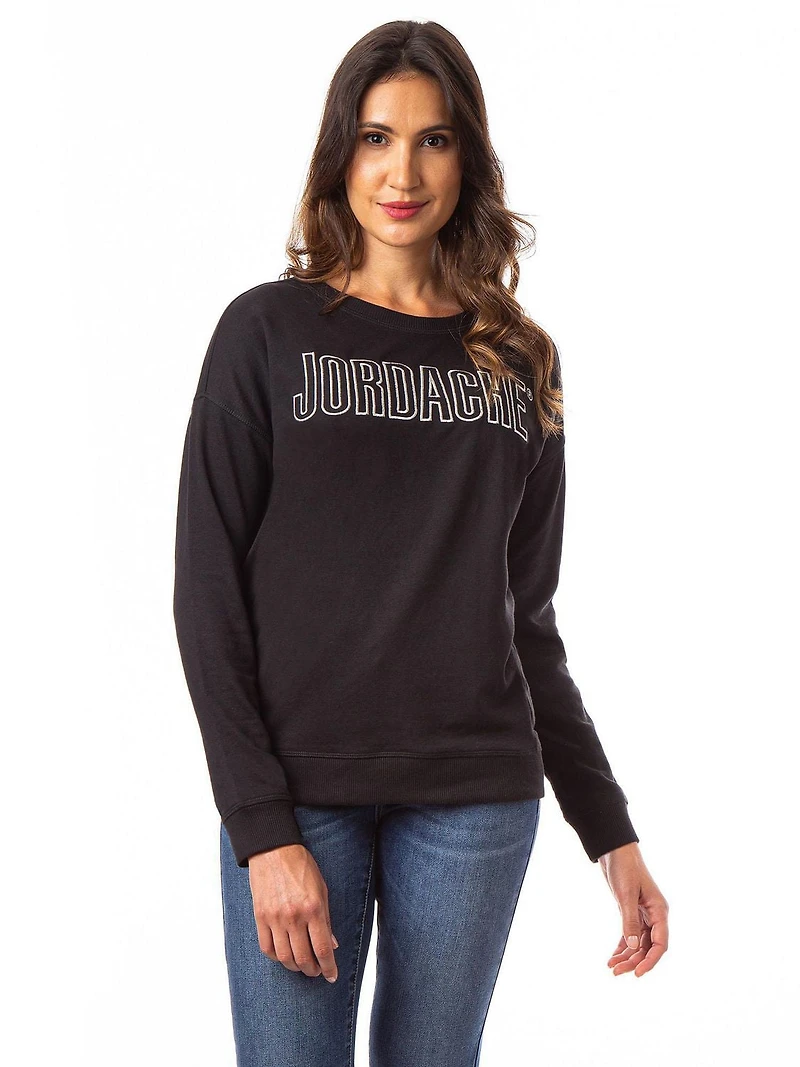 Sweatshirt Jordache à épaules tombantes avec logo pour femme