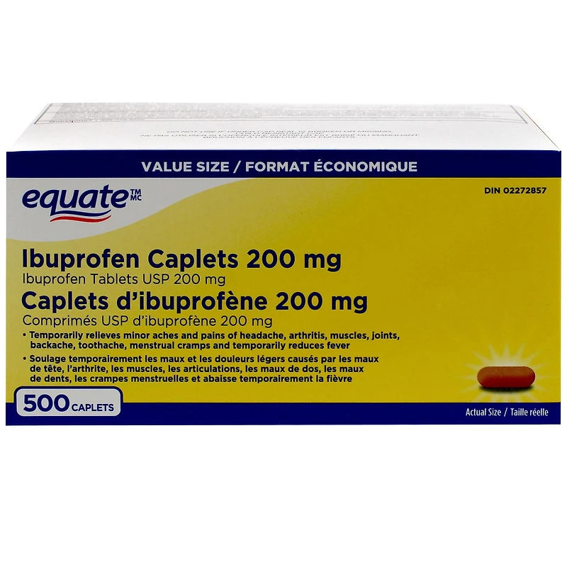 Equate Caplets d’ibuprofène 200 mg 500 Caplets