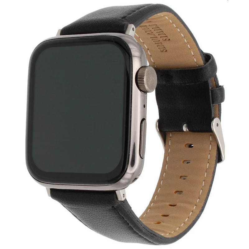 Bracelet Montre en Cuir Véritable Noir pour Apple Watch – Boucle Classique Bracelet de montre