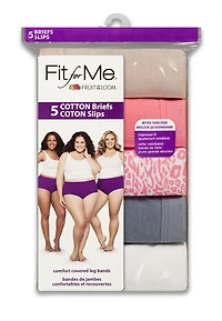 Fruit of the Loom Women's Cotton Brief, 5-Pack, Sizes: 9-13